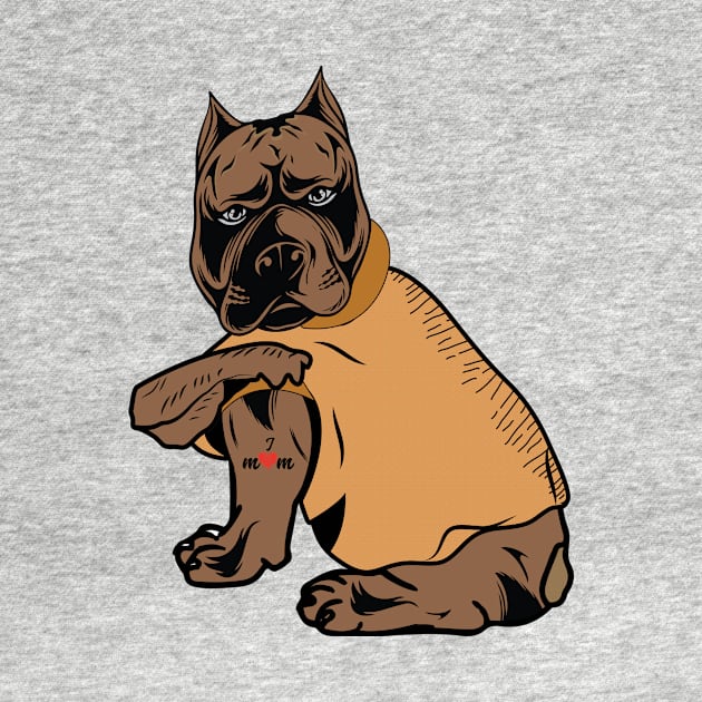 Funny Dog Pitbull I Love Mom Tattoo Gift design by JJDESIGN520